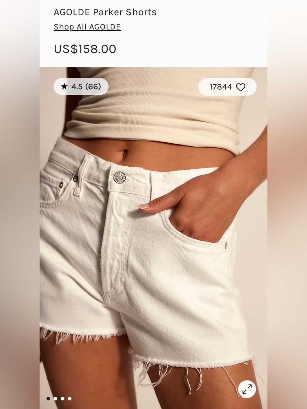 NWT Size 34 - AGOLDE Parker Shorts 100% Cotton (NWT US$ 158)